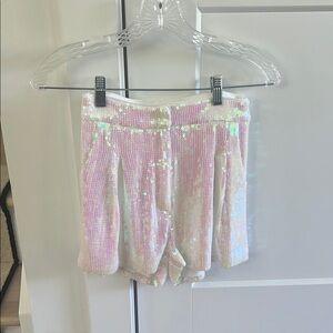 12th Tribe Pink and White High Waist Shorts